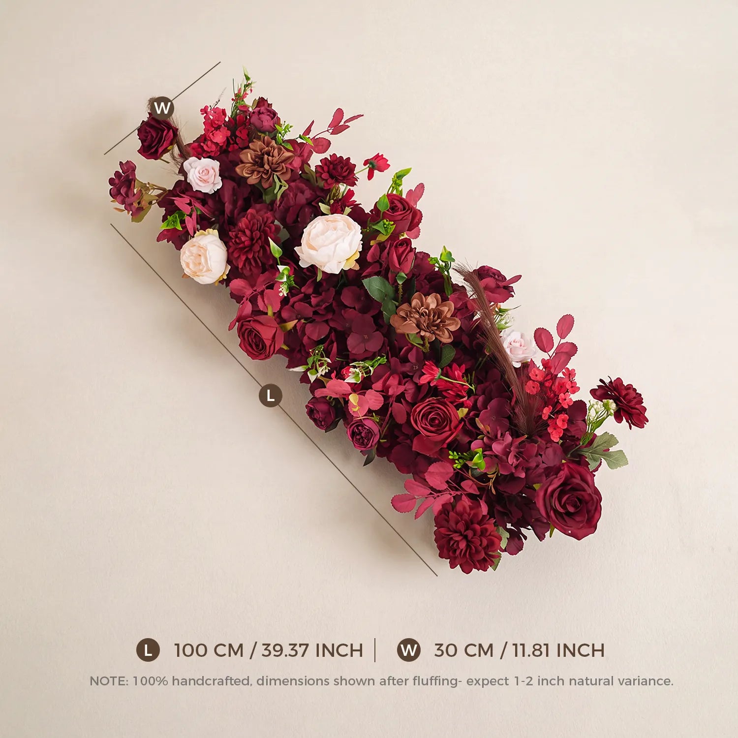 Uflower Luxe Bourgogne Floral Rangée Toile de Fond pour Mariage et Événements MC80308-01