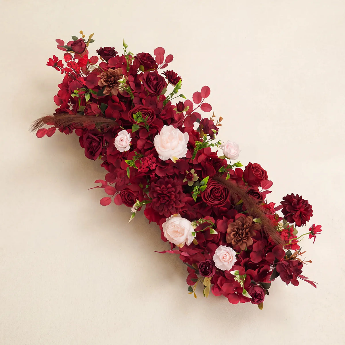 Uflower Luxury Burgundy Floral Row Wedding & Event Backdrop MC80308-01
