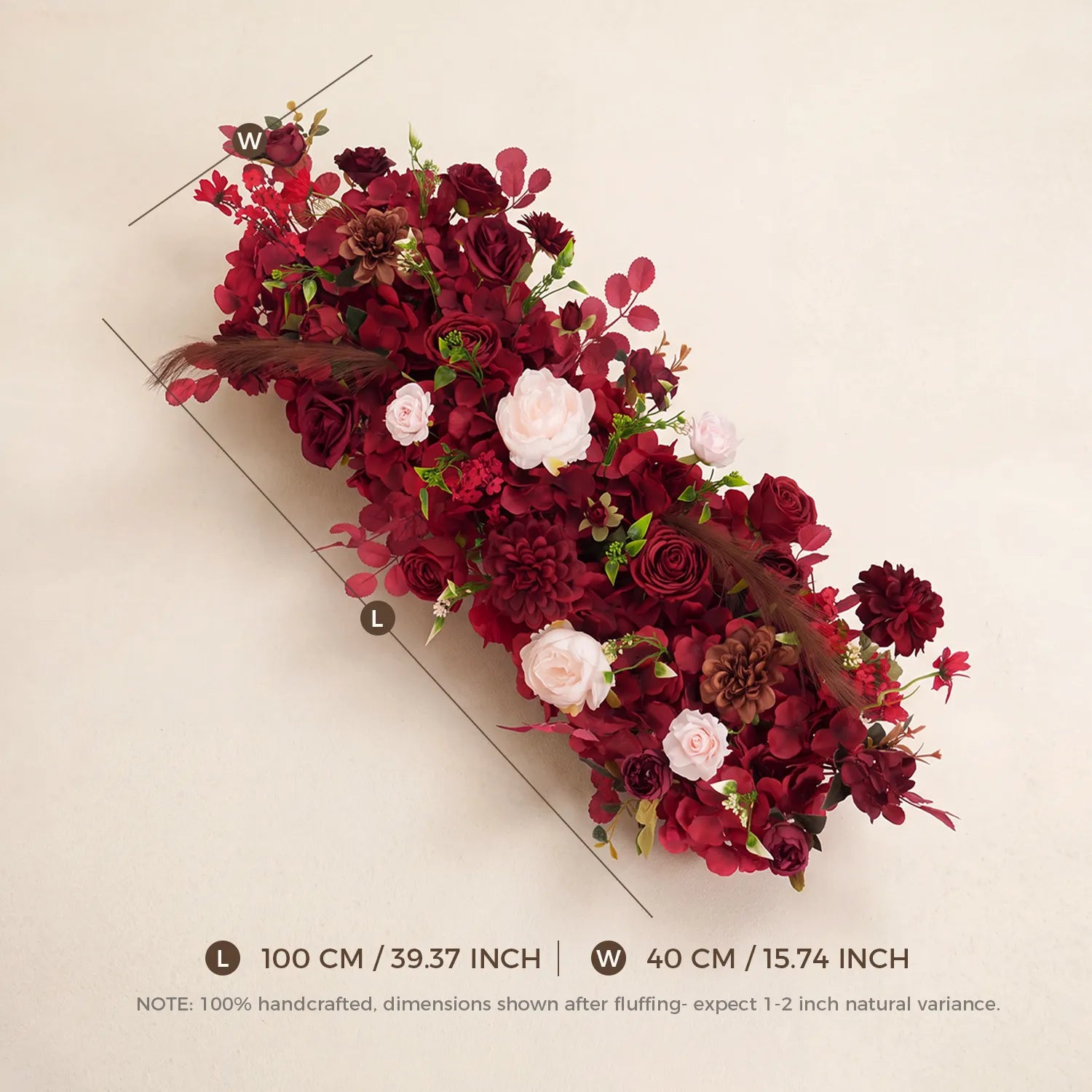 Uflower Luxe Bourgogne Floral Rangée Toile de Fond pour Mariage et Événements MC80308-01