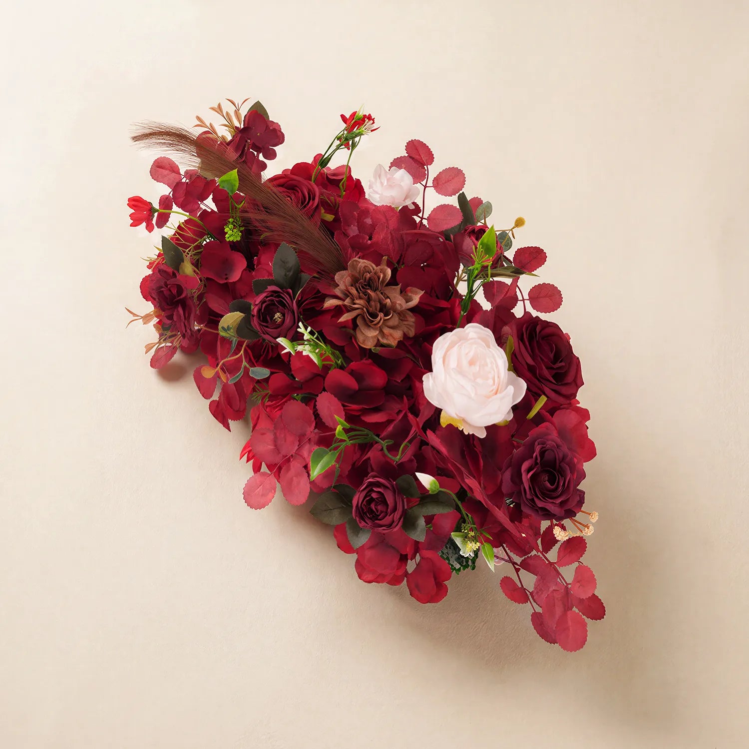 Uflower Luxe Bourgogne Floral Rangée Toile de Fond pour Mariage et Événements MC80308-01