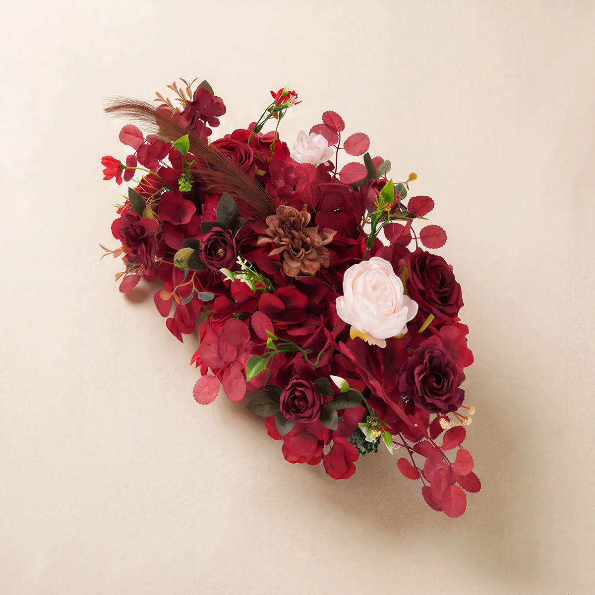 Uflower Luxury Burgundy Floral Row Wedding & Event Backdrop MC80308-01