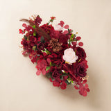 Uflower Luxury Burgundy Floral Row Wedding & Event Backdrop MC80308-01