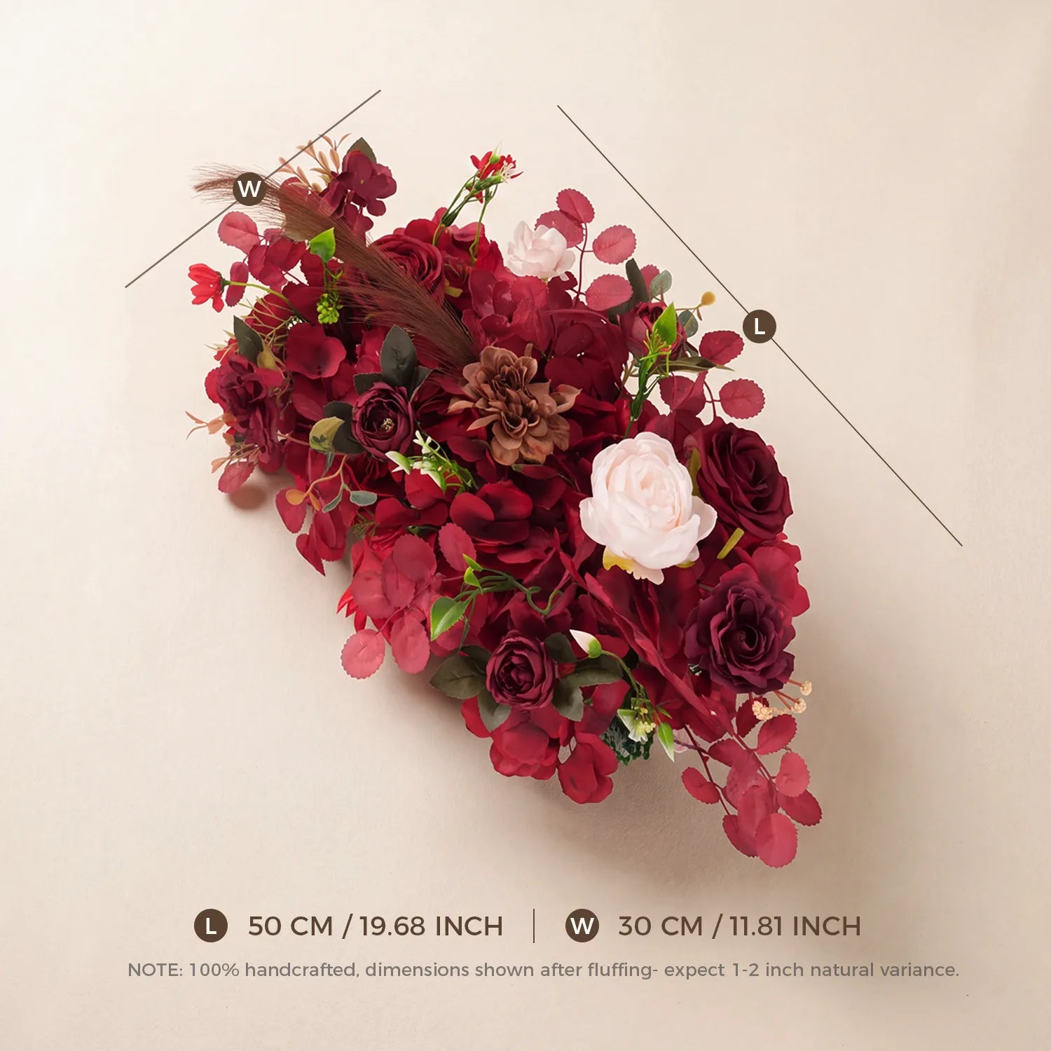 Uflower Luxe Bourgogne Floral Rangée Toile de Fond pour Mariage et Événements MC80308-01