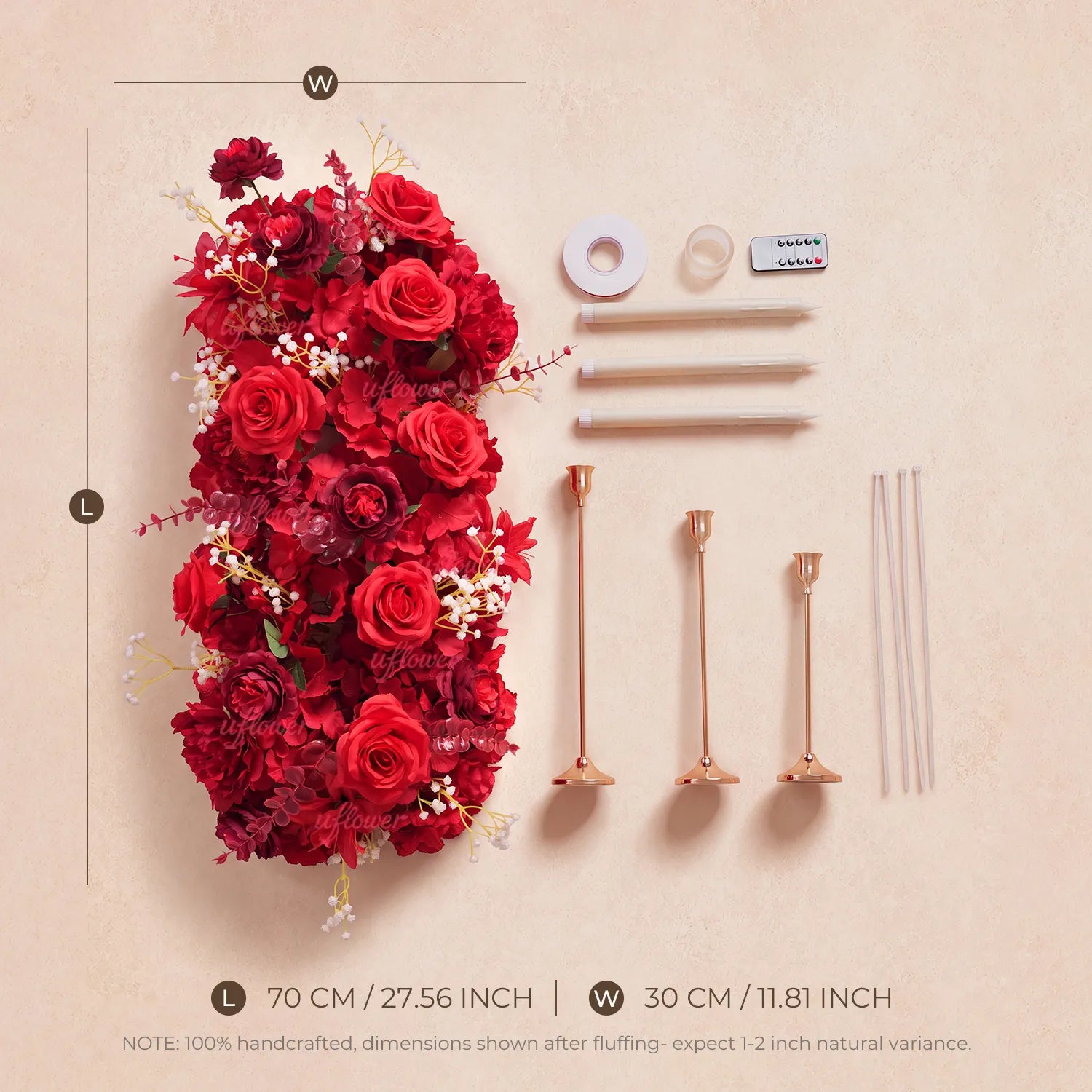 Uflower Tall LED Candelabra  Flower Row | Flameless Centerpiece