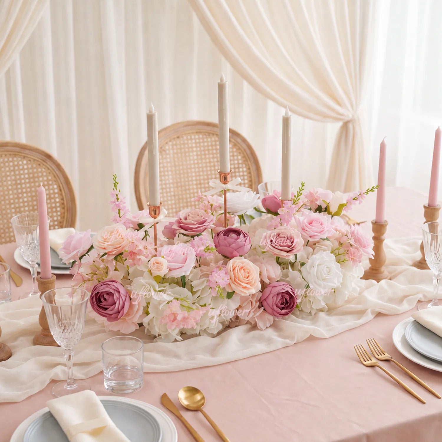 Uflower Tall LED Candelabra  Flower Row | Flameless Centerpiece