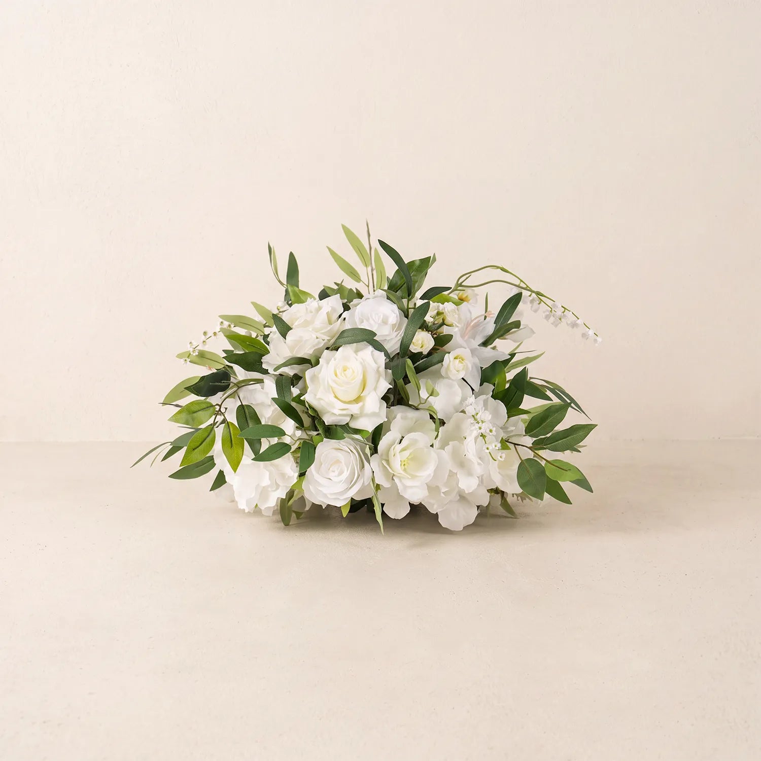 White & Green Curated Garden Wedding Decor | Arch, Ground Flowers & Table Flowers
