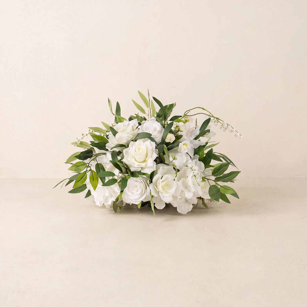 White & Green Curated Garden Wedding Decor | Arch, Ground Flowers & Table Flowers