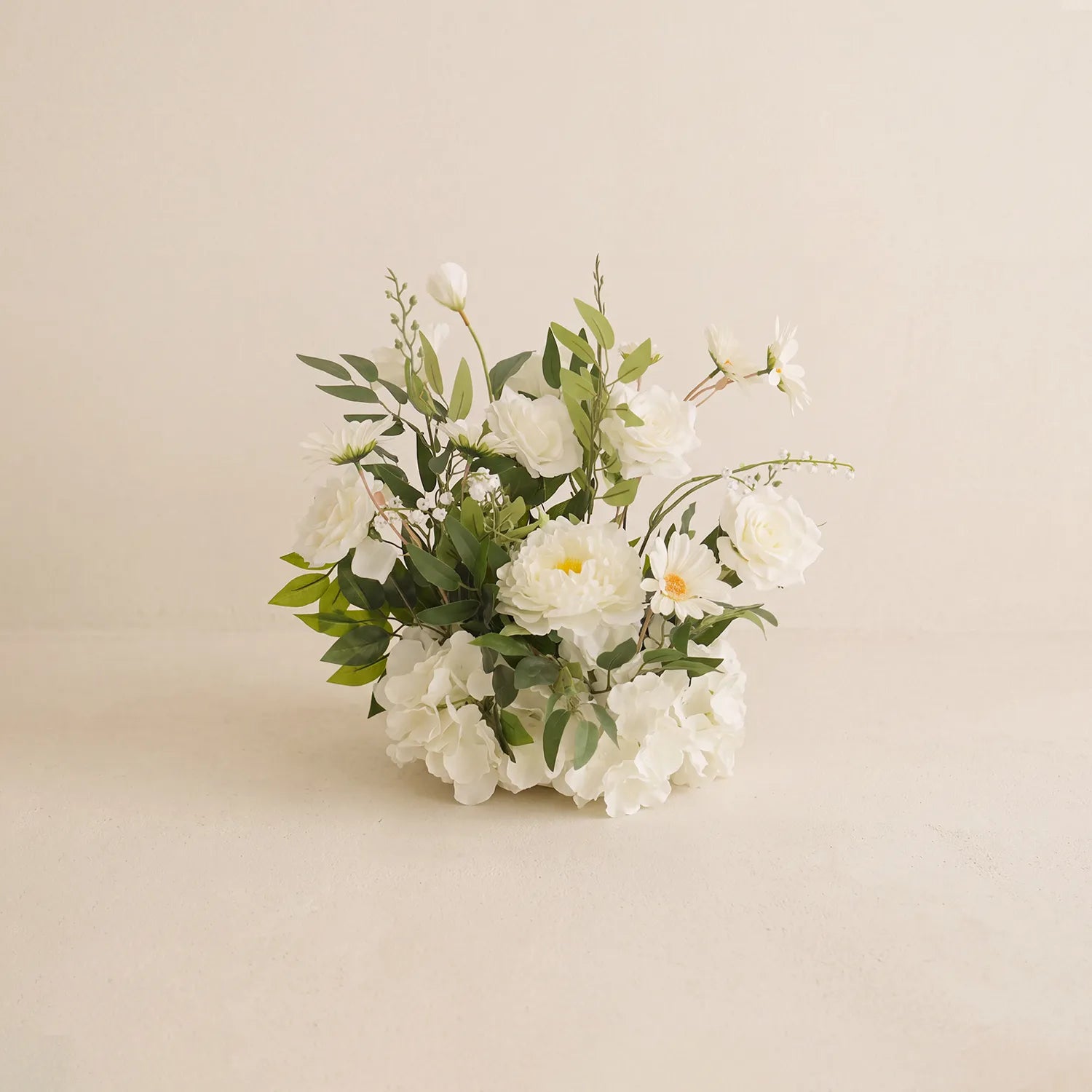 White & Green Curated Garden Wedding Decor | Arch, Ground Flowers & Table Flowers
