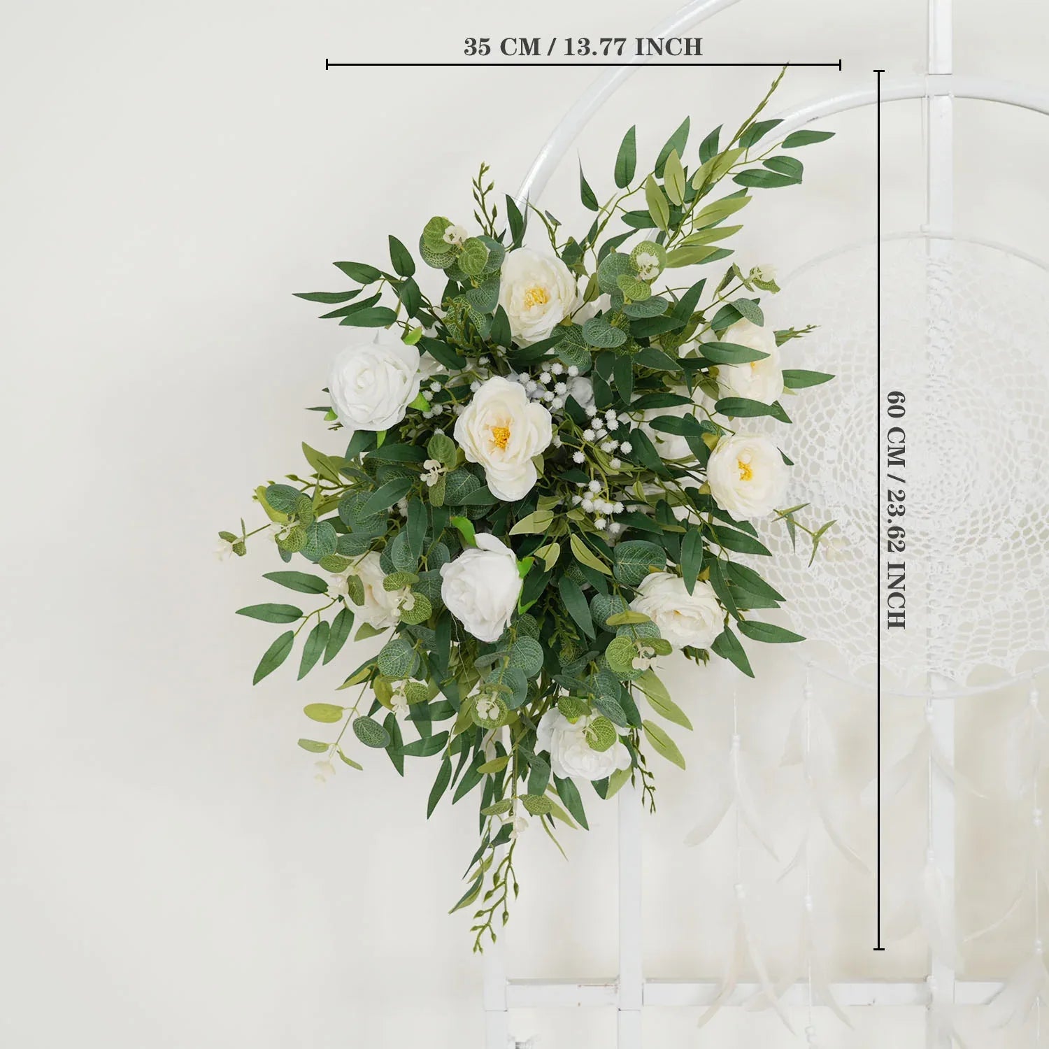 Uflower Artificial White Green Wedding KT Backdrop Flower Row Decor SET80066 - Uflower