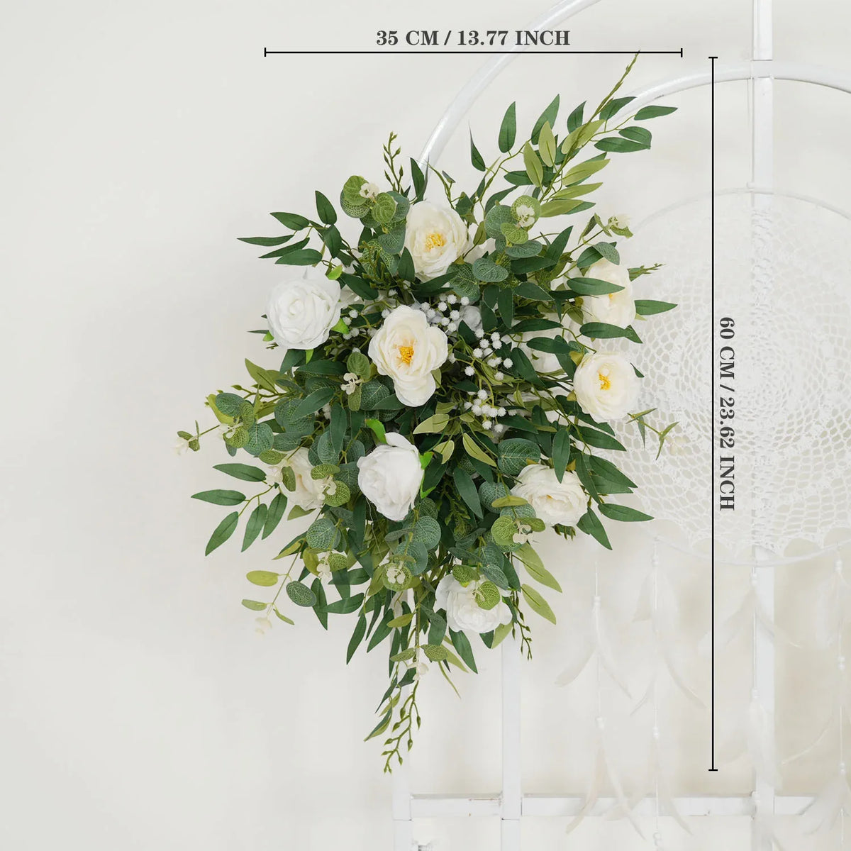 Uflower Artificial White Green Wedding KT Backdrop Flower Row Decor SET80066 - Uflower