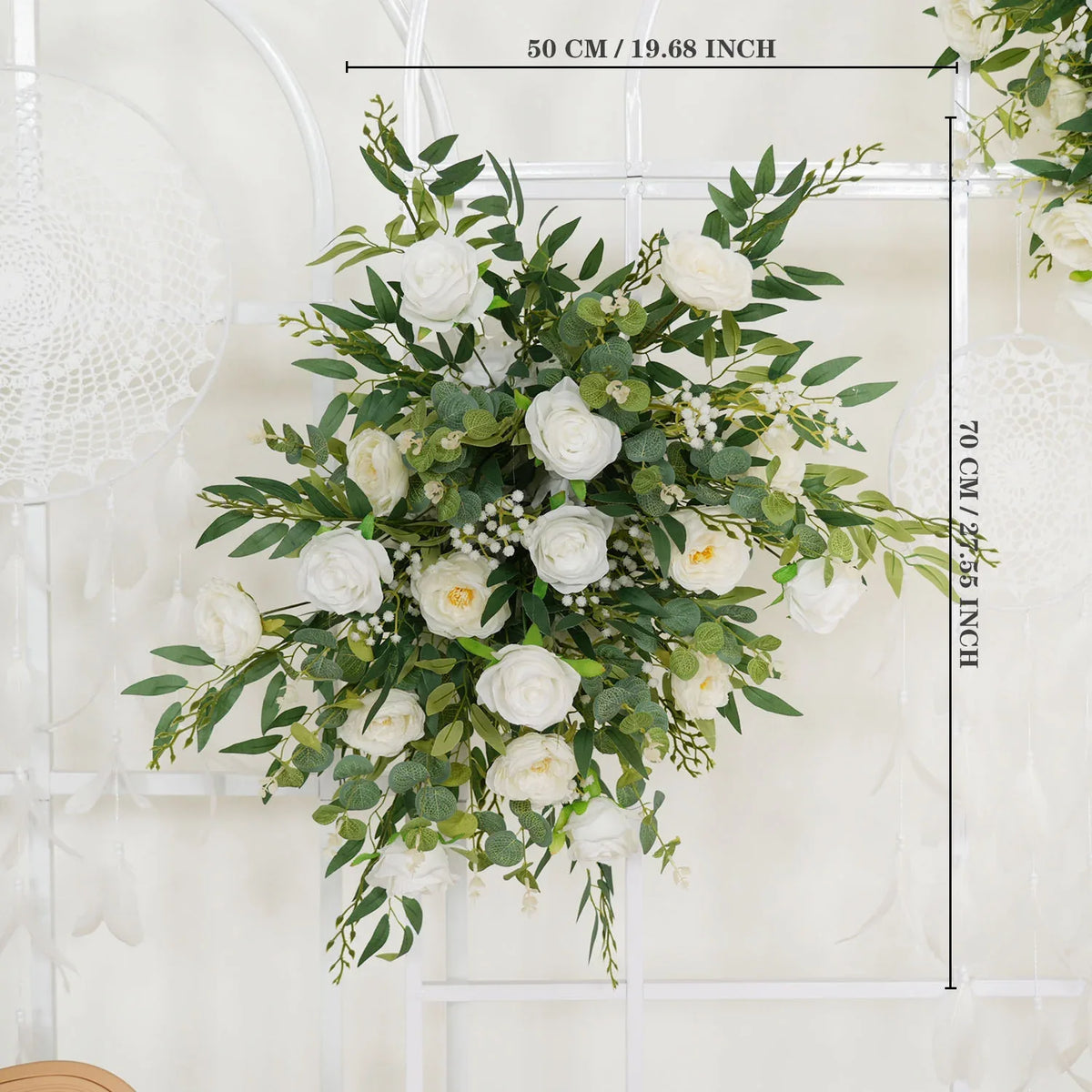 Uflower Artificial White Green Wedding KT Backdrop Flower Row Decor SET80066 - Uflower