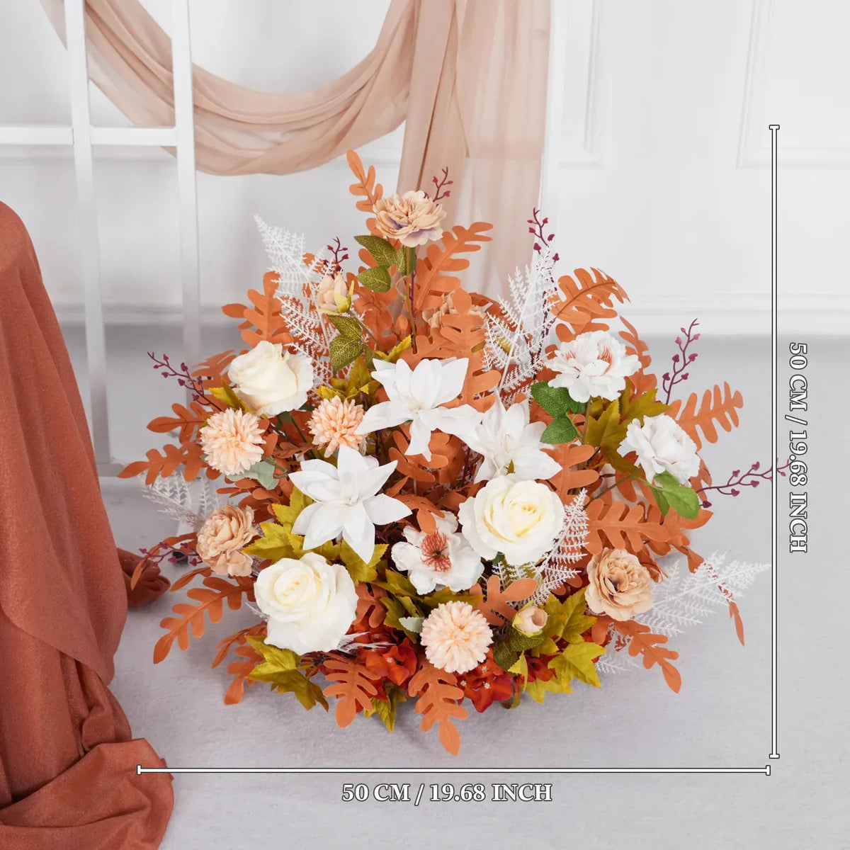 Artificial Orange Wedding KT Backdrop Flower Row Decor SET80073 - Uflower