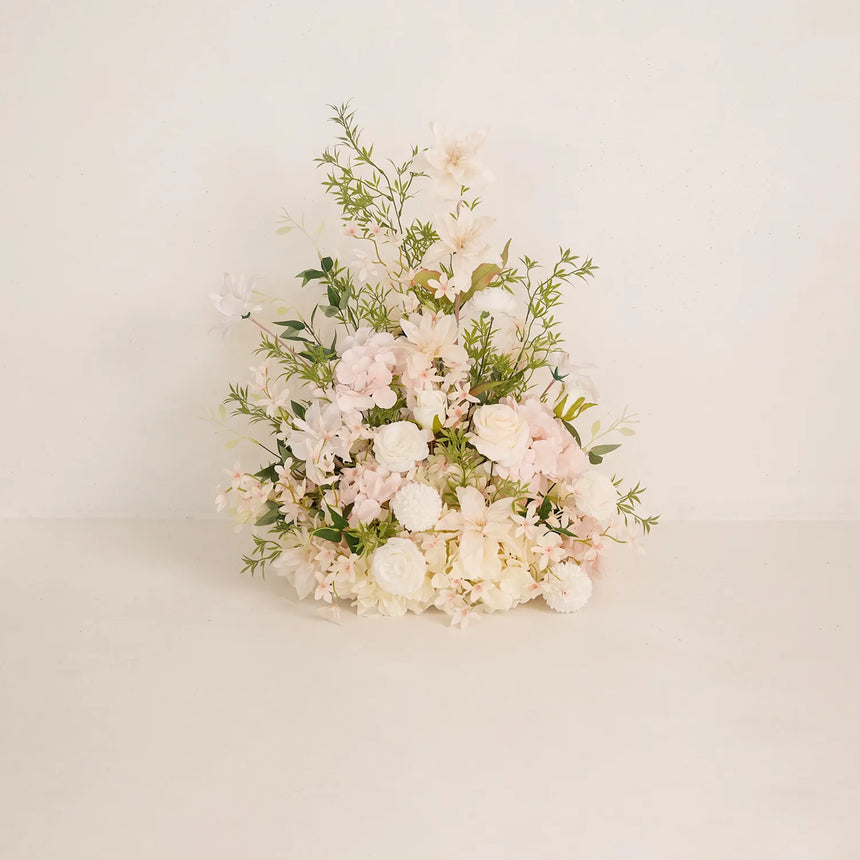 Soft Champagne & Pink Sweetheart Table Decor | One-Stop Floral Styling with Centerpiece & Ground Flowers