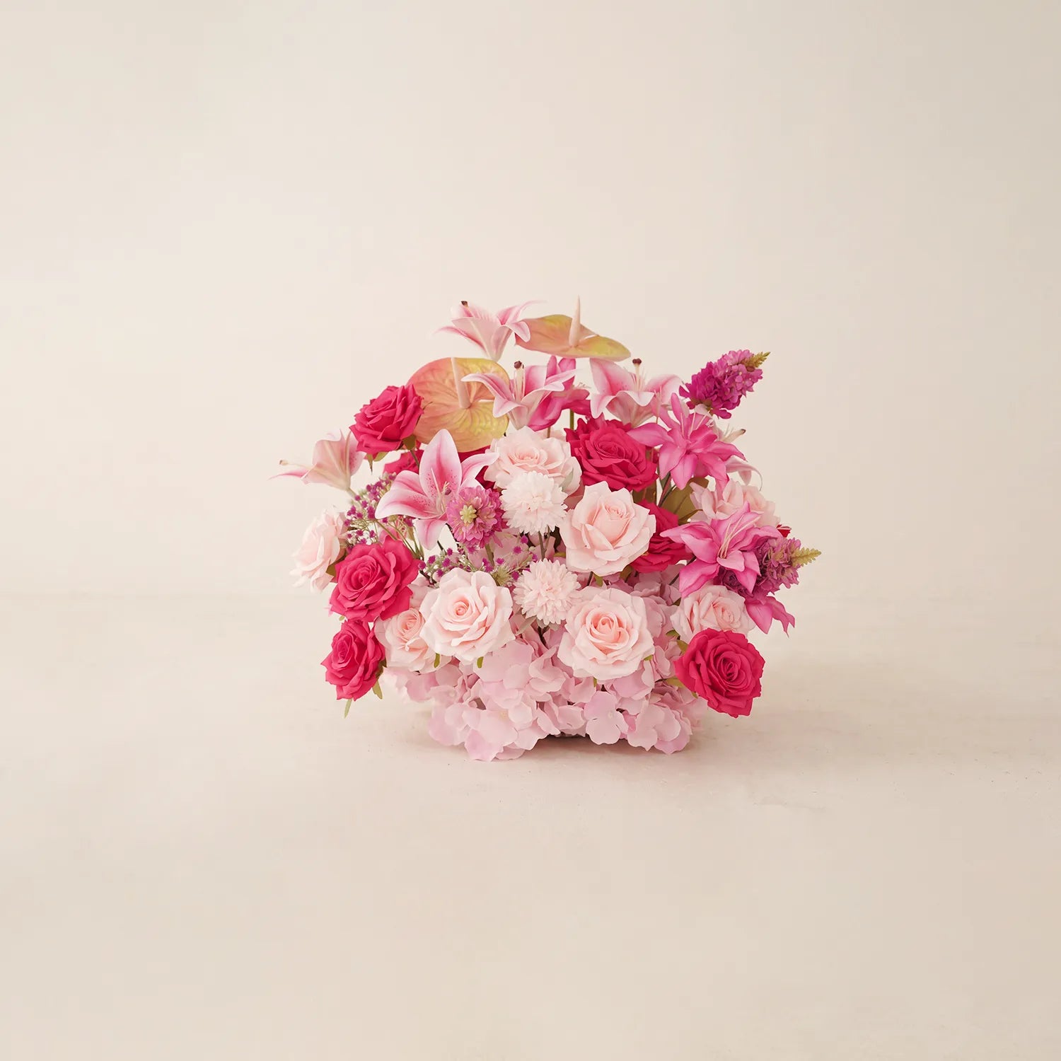 Pink & White Outdoor Wedding Decor | One-Stop Flower Wall, Flower Rows & Table Decor