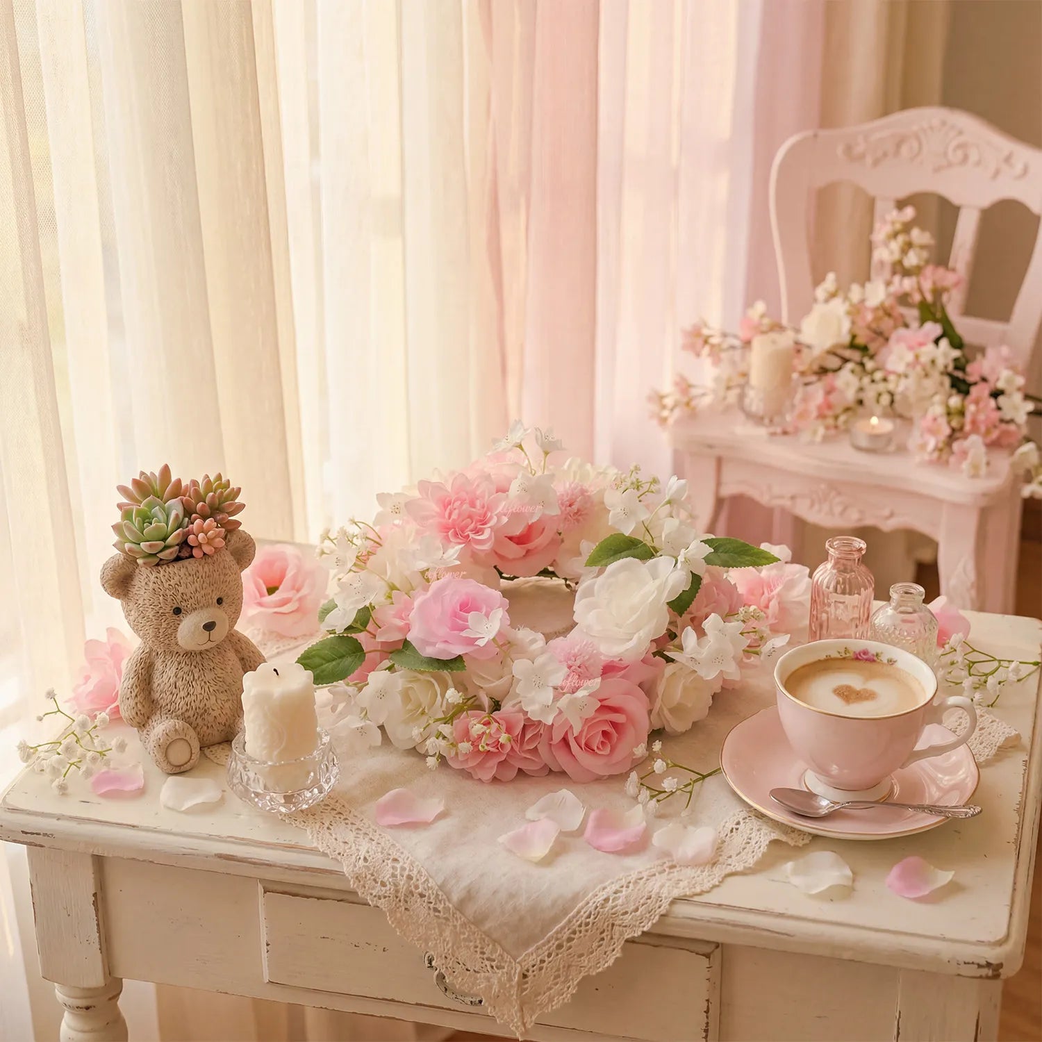Romantic Artificial Floral Wreath for Wedding, Door & Home Decor MF80004