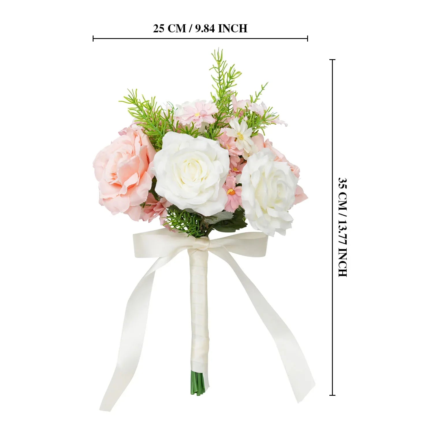 Uflower White and Pink bridal flowers bouquet MG80001-01 - Uflower