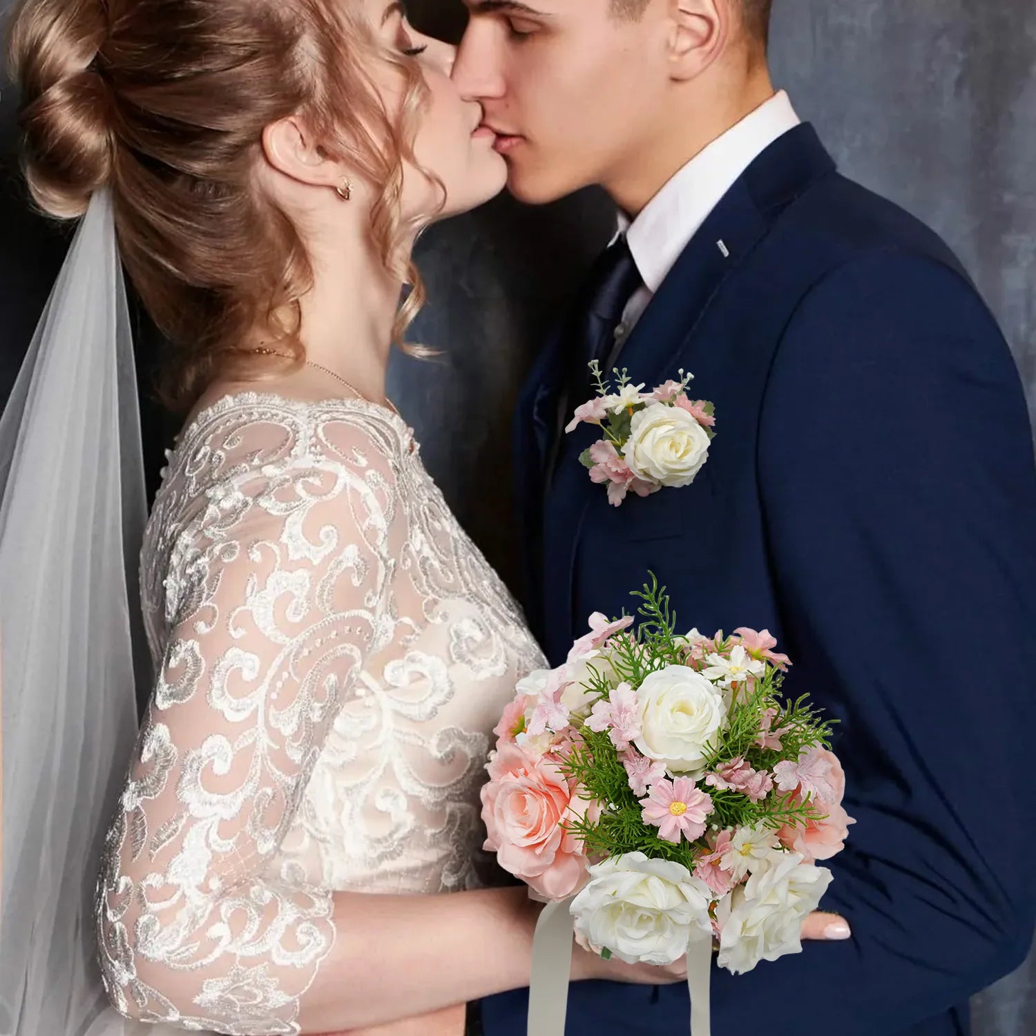 Uflower Boutonnieres in Pink White with Card MG80001-02*6