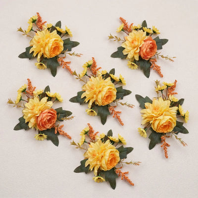 Uflower 6Pcs Yellow Wrist Corsages MG80003-04*6