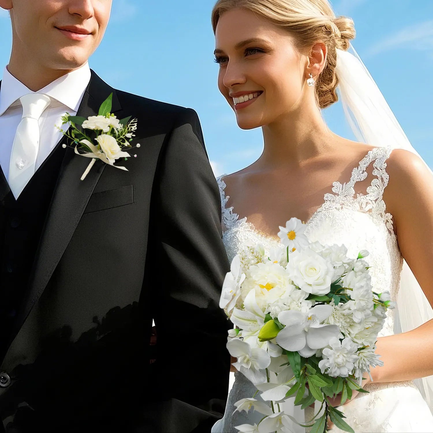 Uflower Boutonnieres in Ivory MG80005-03*6