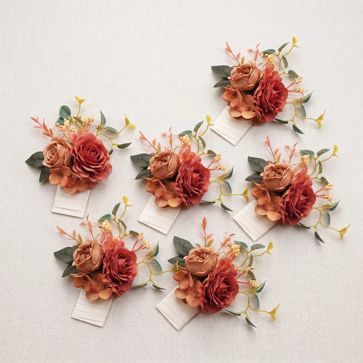 Uflower 6Pcs Amber Boutonnieres MG80006-02*6