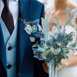 Uflower Boutonnieres in Dusty Blue with Card MG80007-02*6