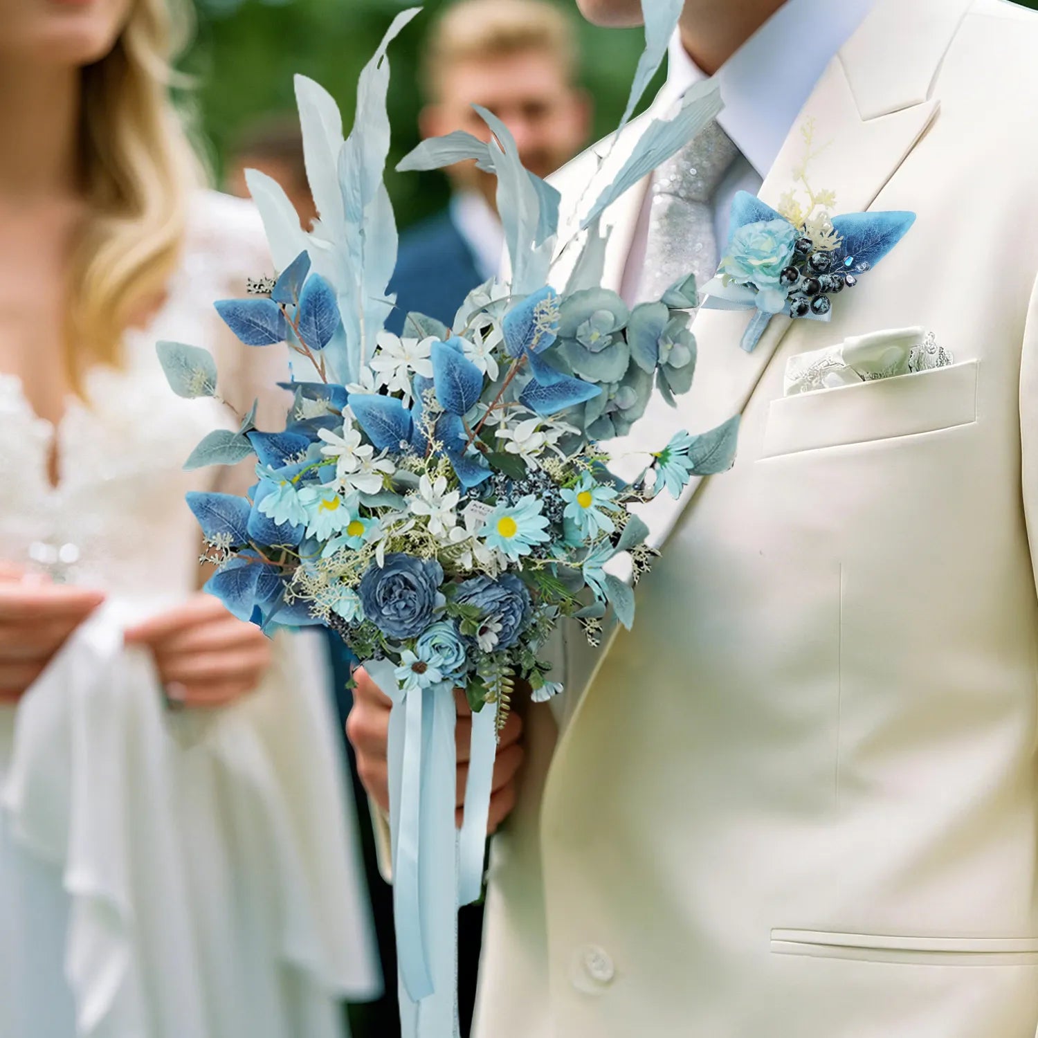 Uflower Boutonnieres in Dusty Blue MG80007-03*6