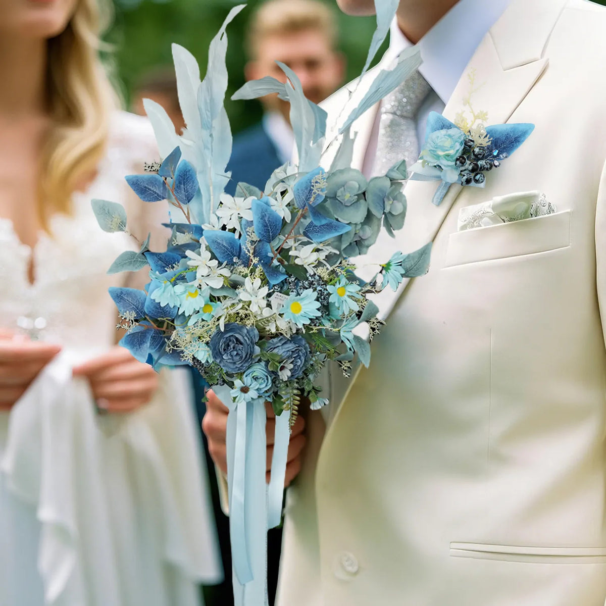 Uflower Boutonnieres in Dusty Blue MG80007-03*6