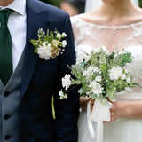 Uflower Boutonnières Vert Blanc avec Carte MG80008-02*6