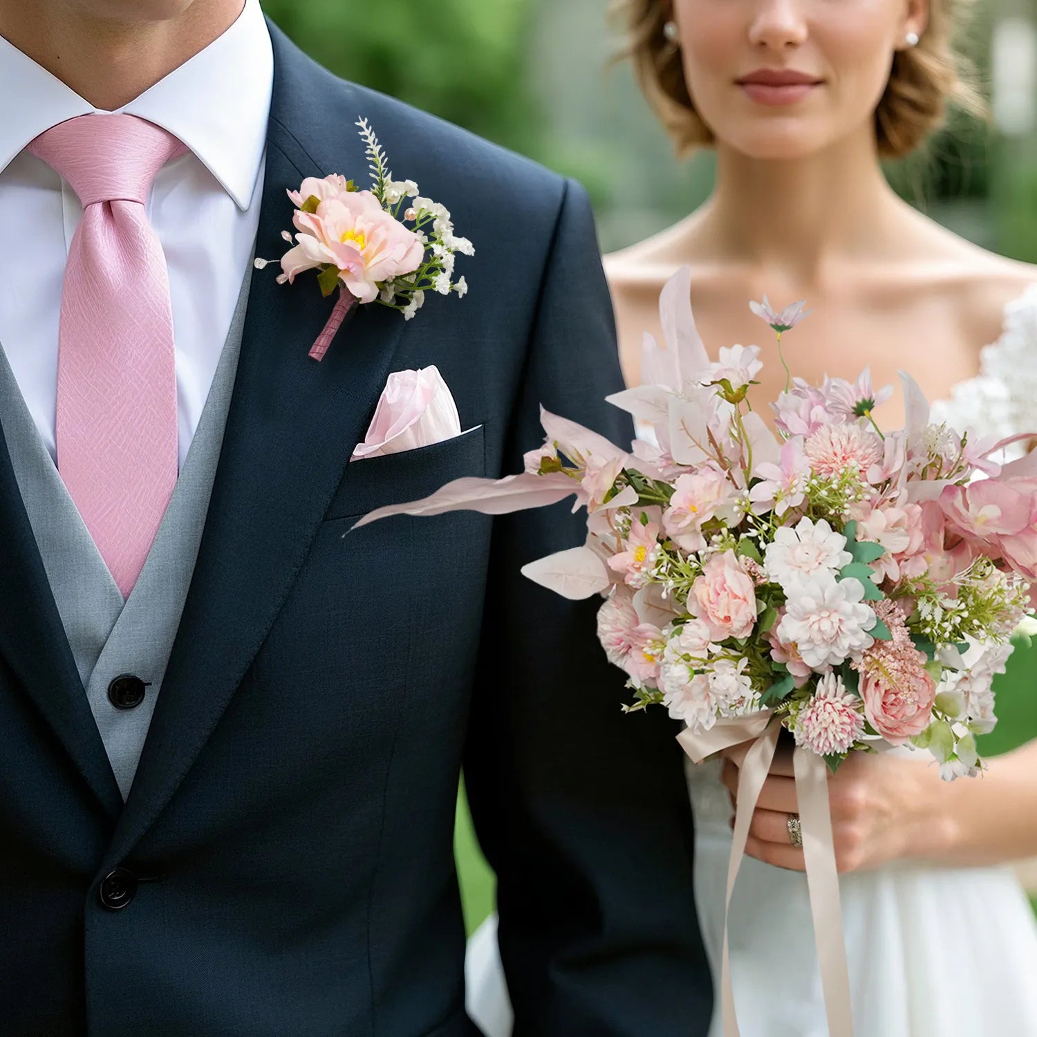 Uflower Boutonnieres in Blush White MG80009*-03*6