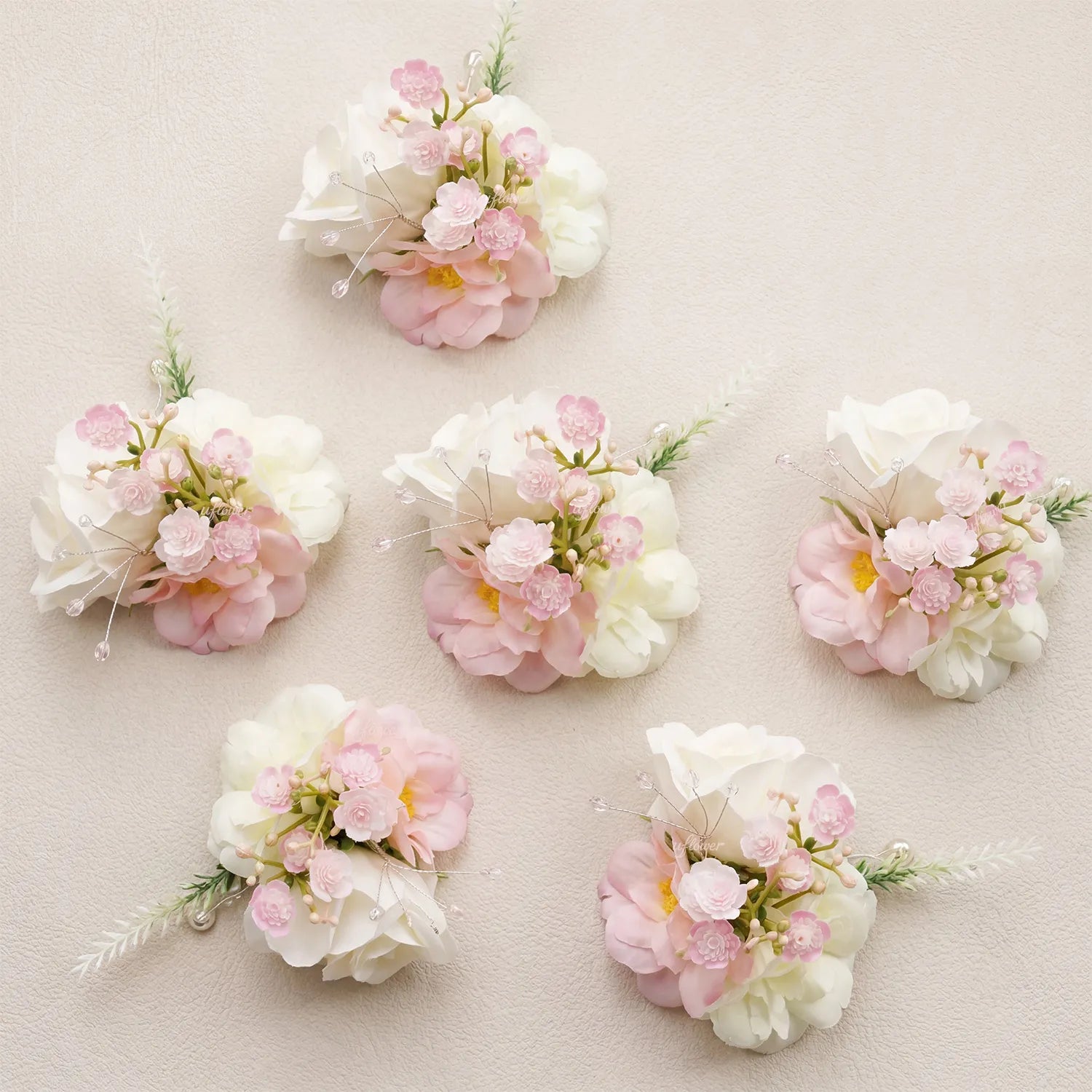 Uflower Wrist Corsages in Blush White MG80009-04*6