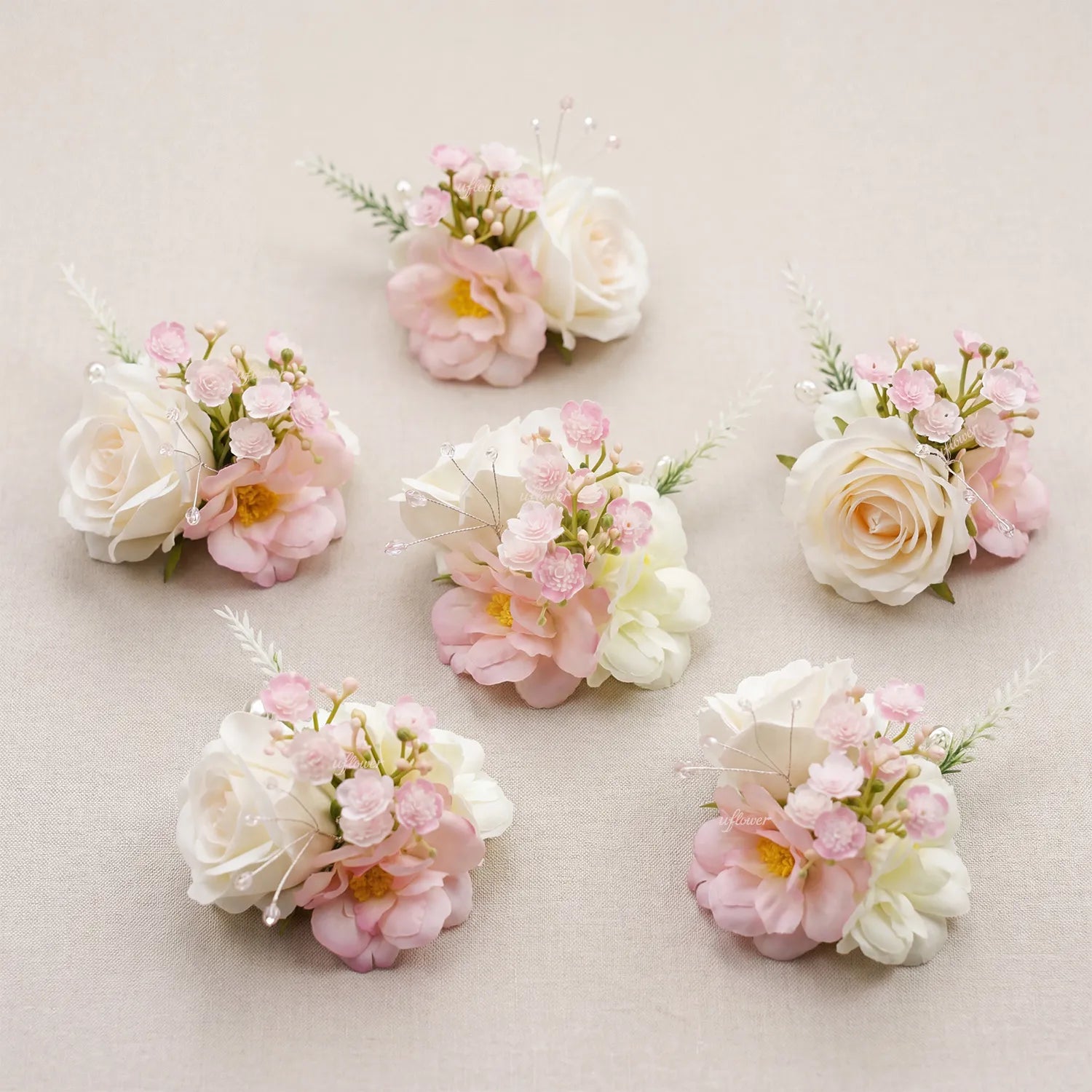 Uflower Wrist Corsages in Blush White MG80009-04*6