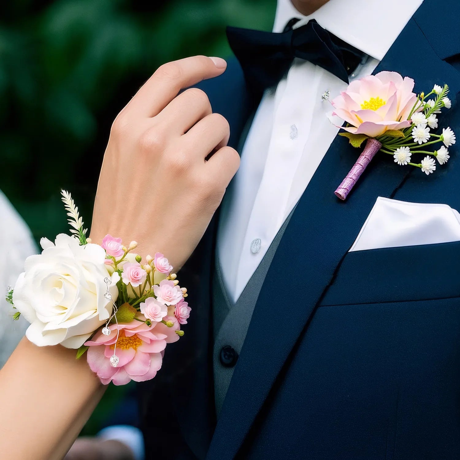 Uflower Wrist Corsages in Blush White MG80009-04*6