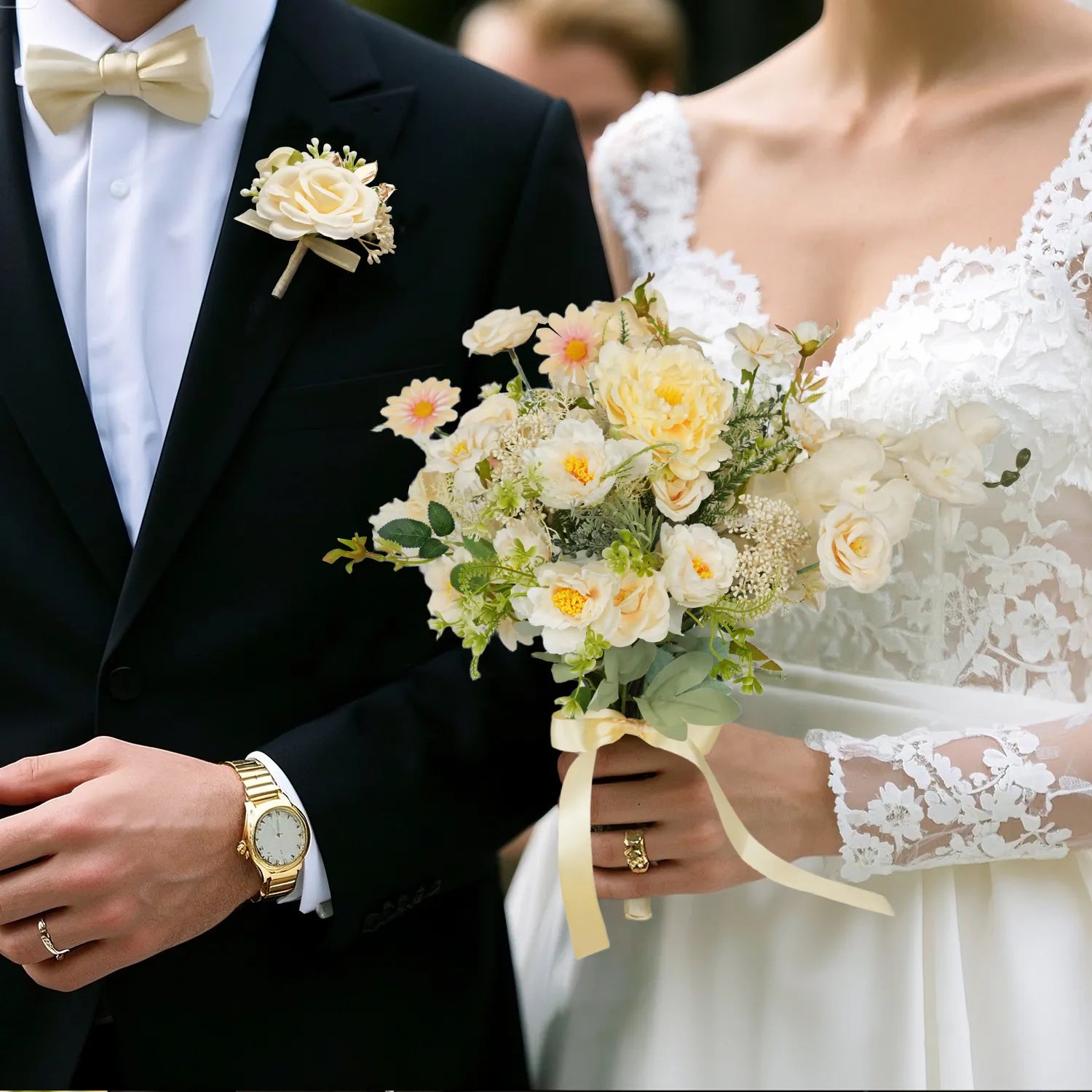 Uflower Boutonnieres in Champagne MG80010-03*6