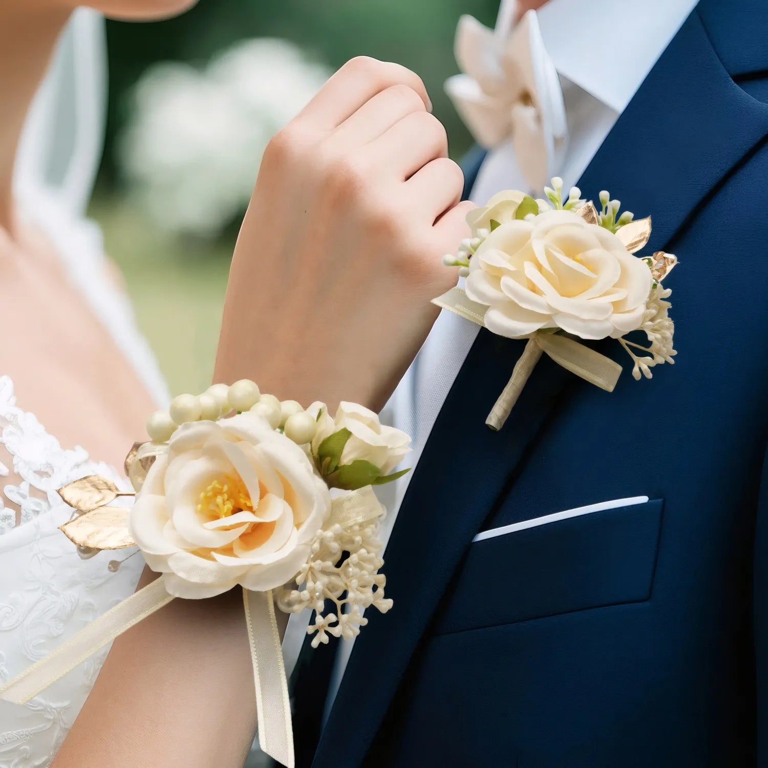 Uflower Wrist Corsages in Champagne MG80010-04*6