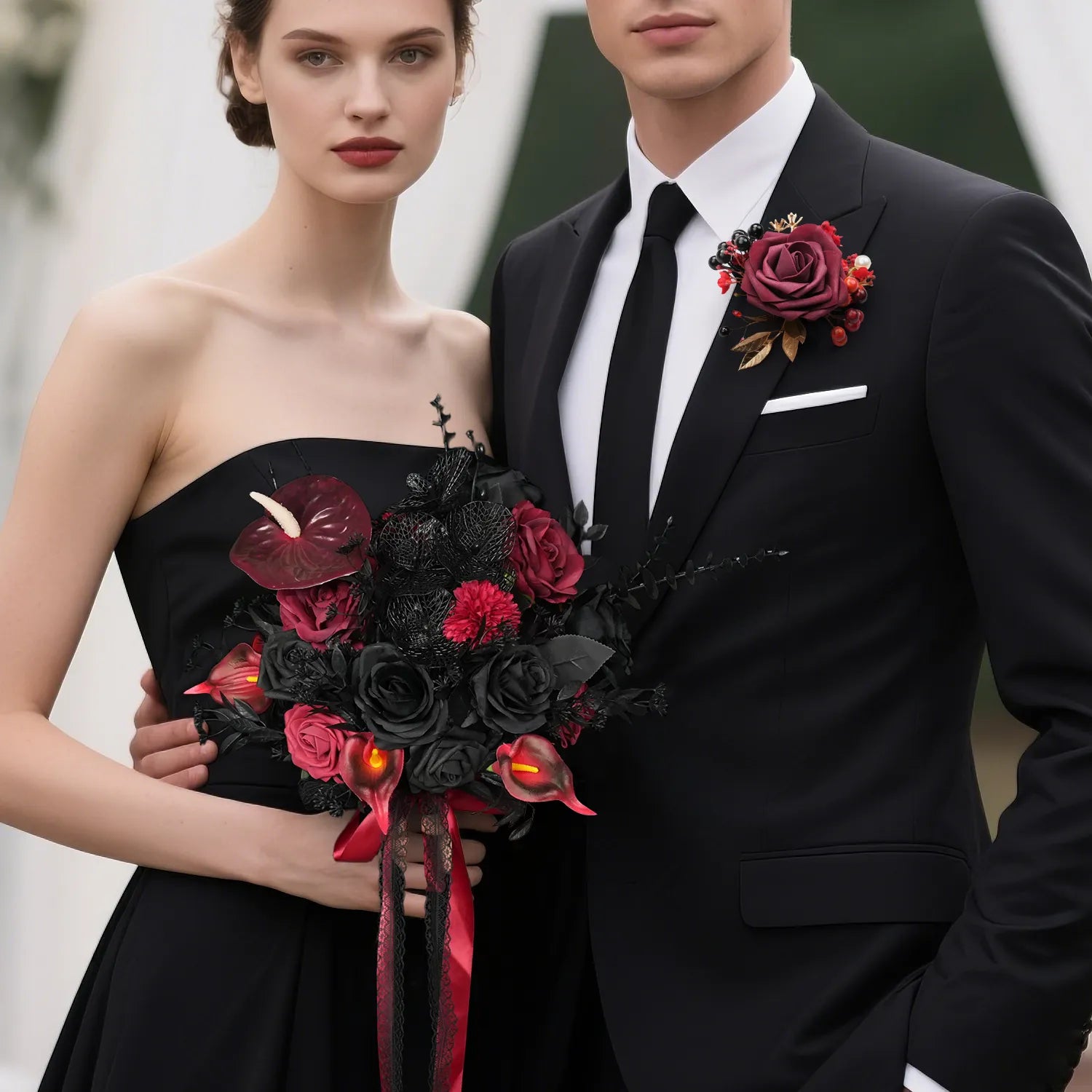Uflower Boutonnieres in Burgundy MG80011-02*6