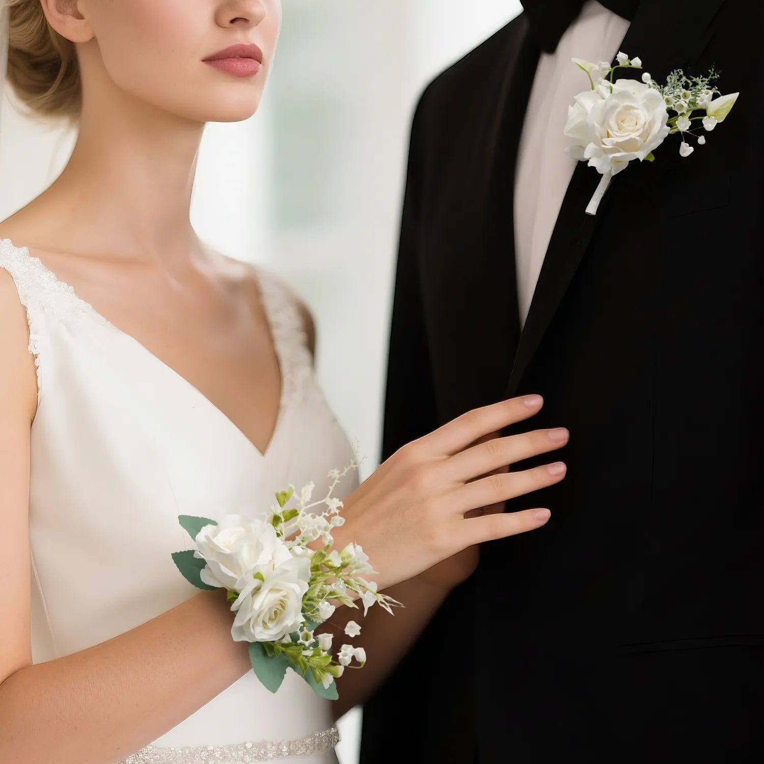 Uflower Wrist Corsages in Ivory MG80012-04*6