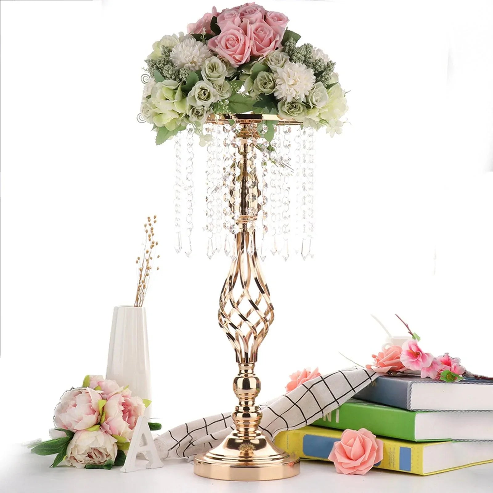 Metal Iron Art Crystal Acrylic Beaded Dining Table Decoration - Uflower
