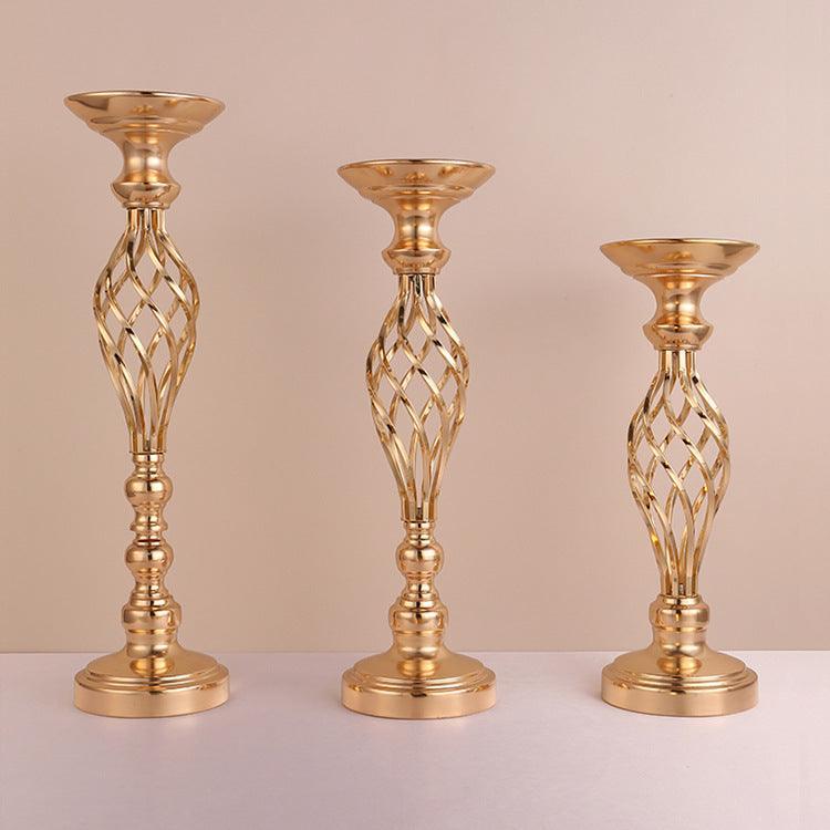Gold Iron Cross Vase Dining Table Candlestick Decoration - Uflower