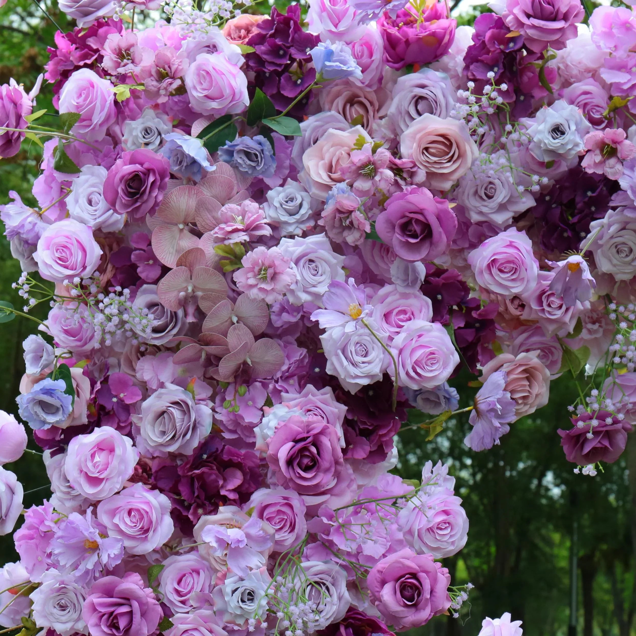 Uflower Purple Rose Floral Square Arch Wedding Party Backdrop Decoration - Uflower