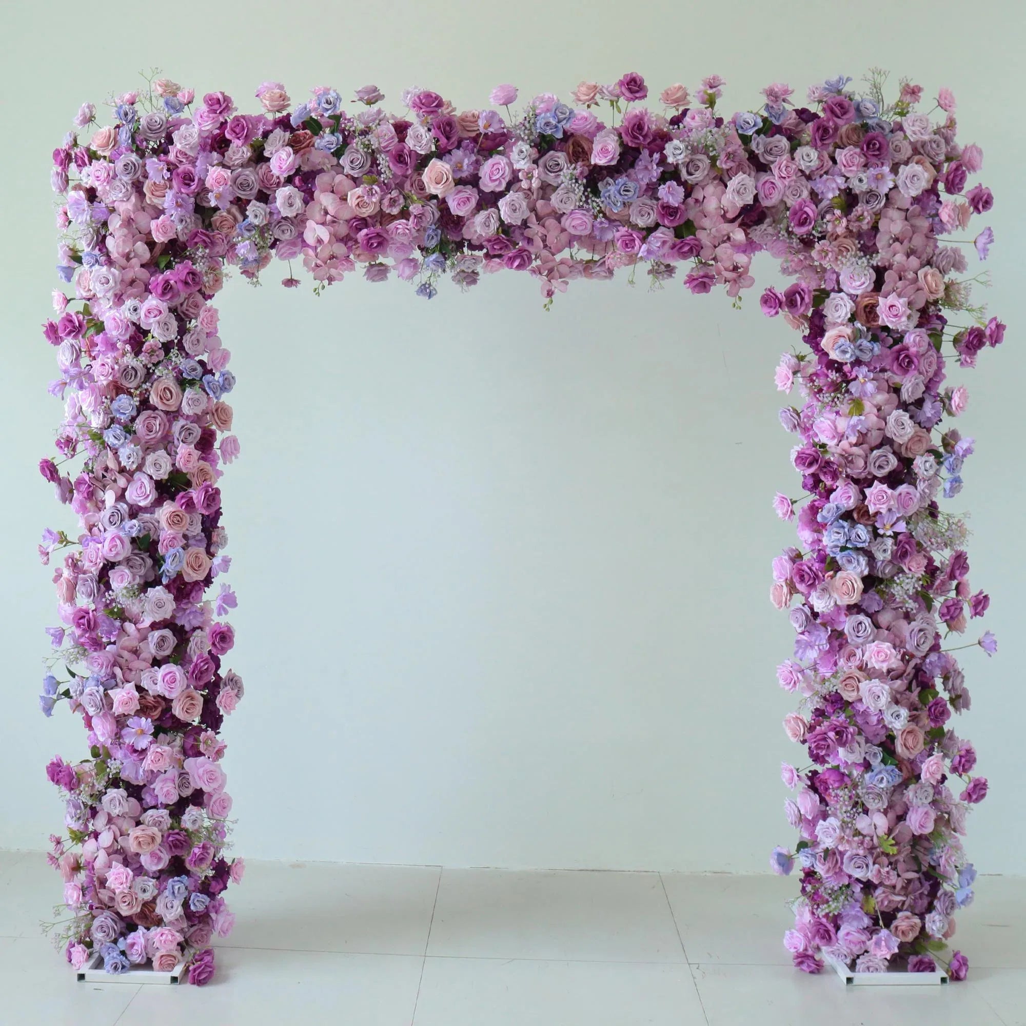 Uflower Purple Rose Floral Square Arch Wedding Party Backdrop Decoration - Uflower