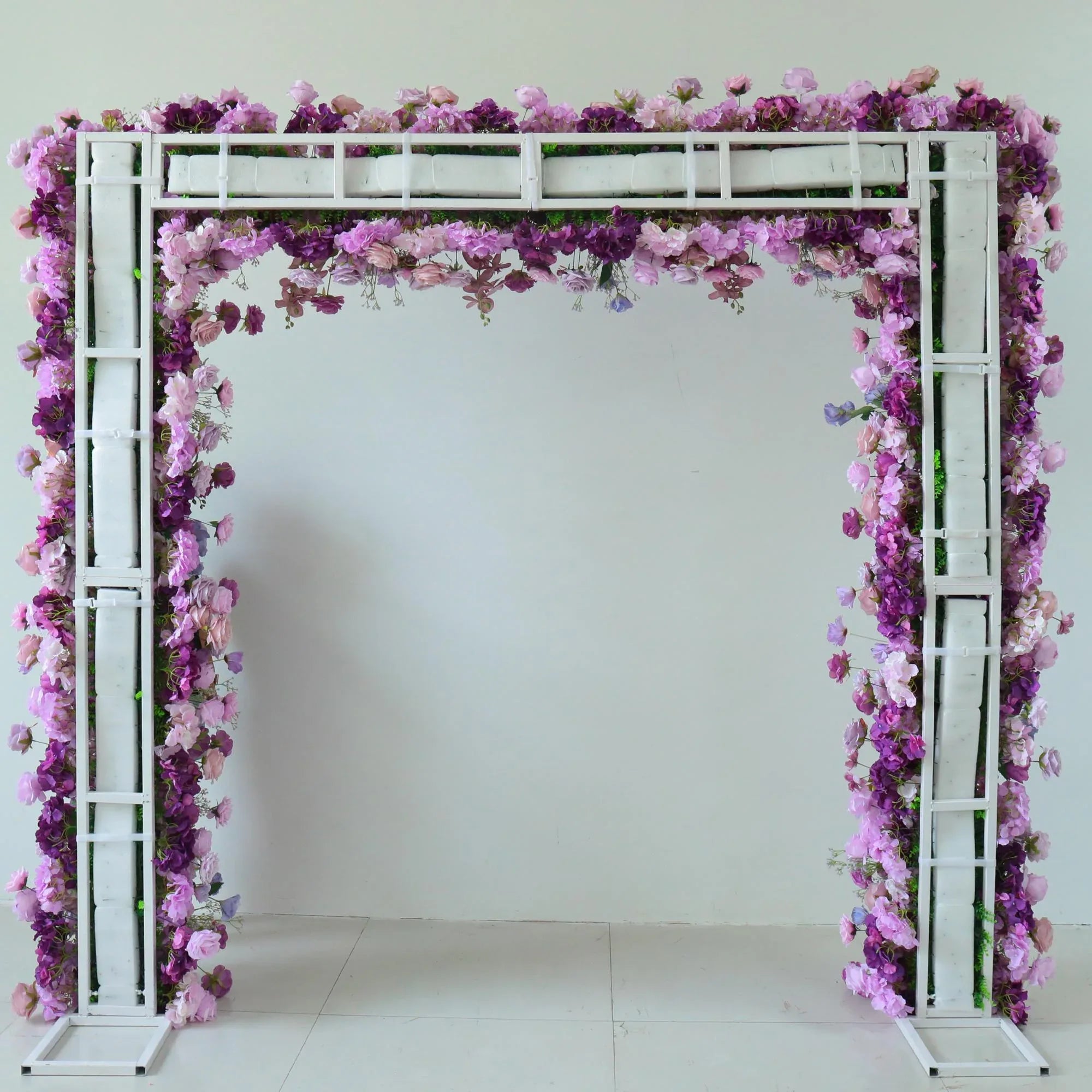 Uflower Purple Rose Floral Square Arch Wedding Party Backdrop Decoration - Uflower