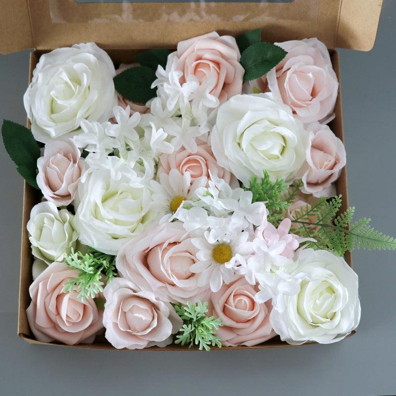 New Wedding Pink White Simulation Flower Boxes - Uflower - Uflower