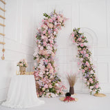 Uflower Pink Rose Wedding Horn Arch Backdrop Decor SET80043 - Uflower
