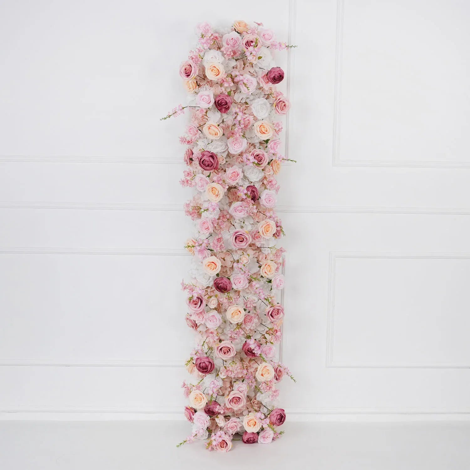 Uflower Pink Roses Backdrop Wall Flower Row Wedding Decor MC80024 - Uflower
