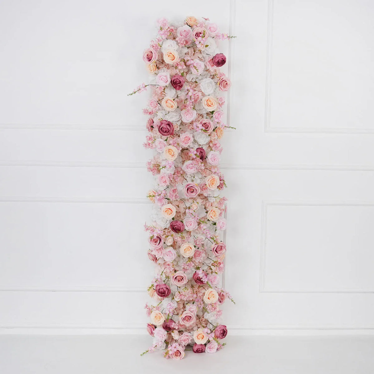 Uflower Pink Roses Backdrop Wall Flower Row Wedding Decor MC80024 - Uflower