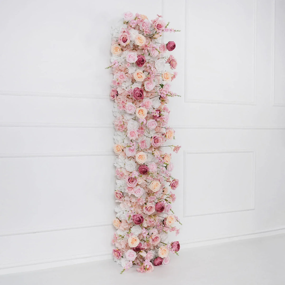Uflower Pink Roses Backdrop Wall Flower Row Wedding Decor MC80024 - Uflower