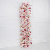 Uflower Pink Roses Backdrop Wall Flower Row Wedding Decor MC80024 - Uflower