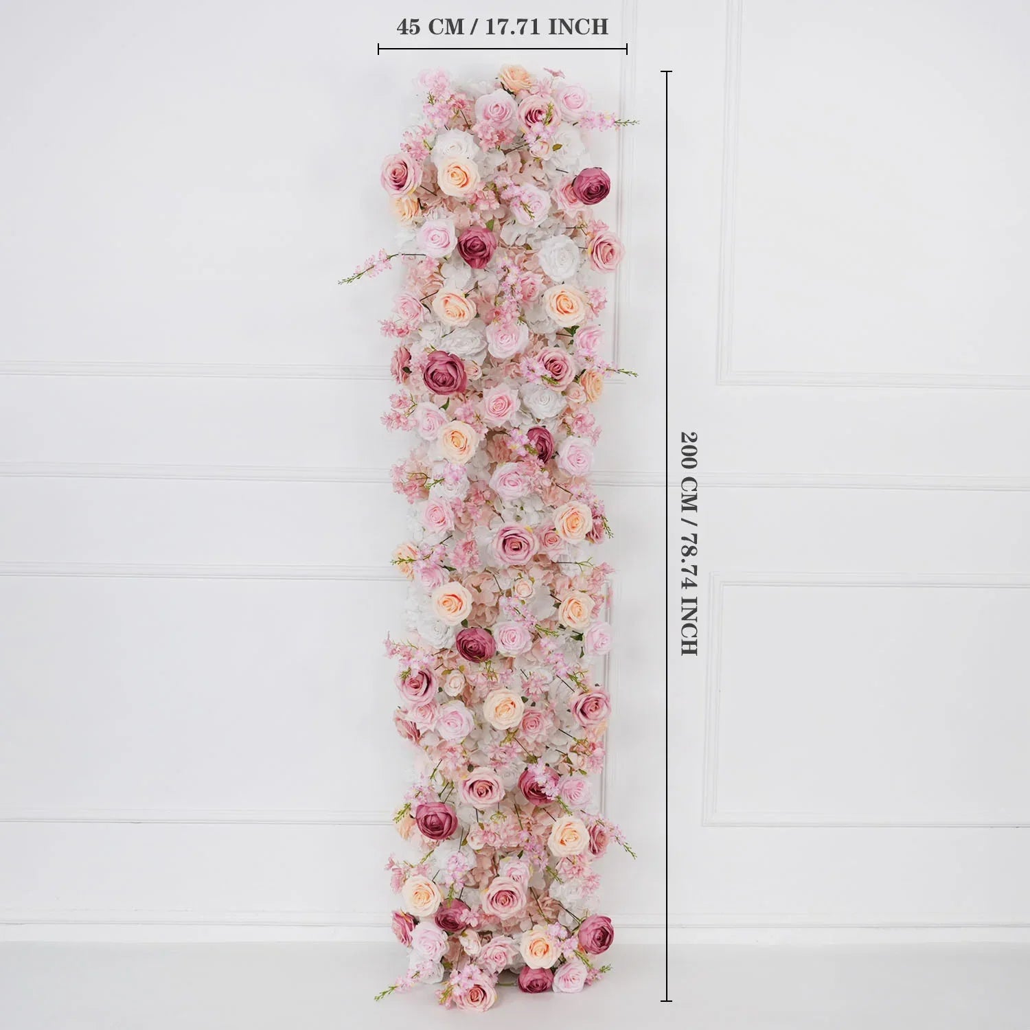 Uflower Pink Roses Backdrop Wall Flower Row Wedding Decor MC80024 - Uflower