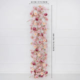 Uflower Pink Roses Backdrop Wall Flower Row Wedding Decor MC80024 - Uflower