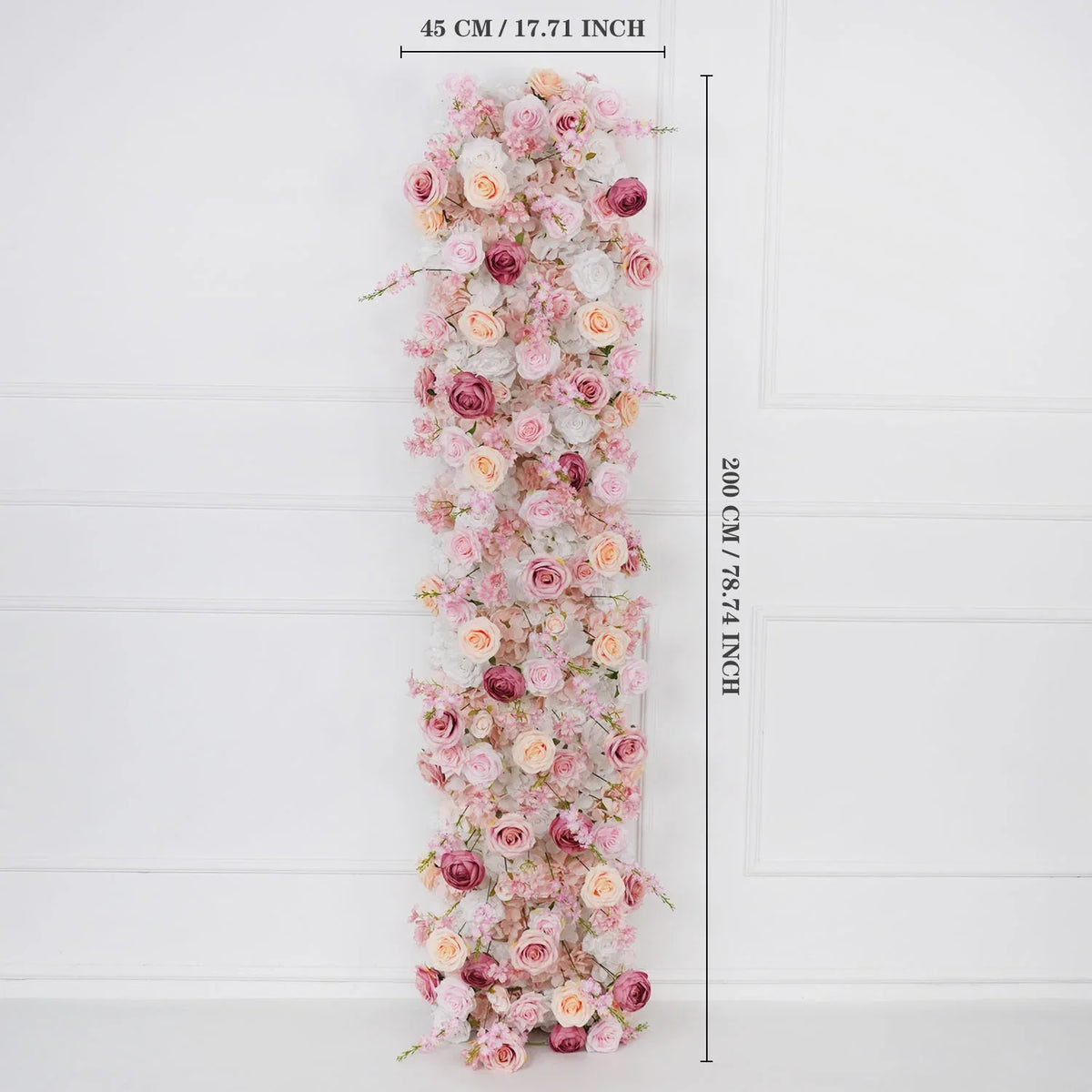 Uflower Pink Roses Backdrop Wall Flower Row Wedding Decor MC80024 - Uflower
